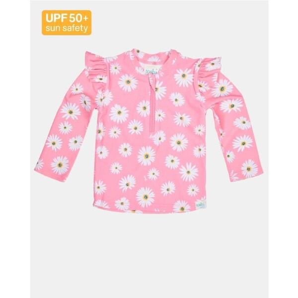 Toshi Swim Rashie Long Sleeve Ripple Daisy Watermelon Size 4
