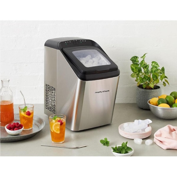 Countertop Ice Maker - Morphy Richards 1.8kg - Daily Ice Output - Stainless Steel Ice Machine 2.8L