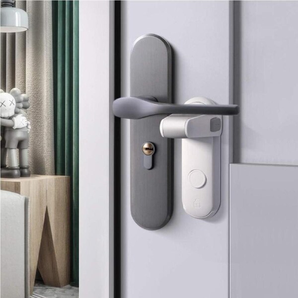 EUDEMON Childproof Door Lever Lock, Baby Safety Door Handle Lock, Easy to Install and Use 3M VHB Adhesive no Tools Need or Drill (White, 2 Pack)