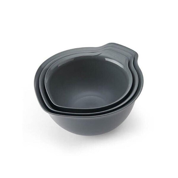 3pc KitchenAid Non-Slip Cooking Utensil Mixing Bowls Sleeved Charcoal Grey