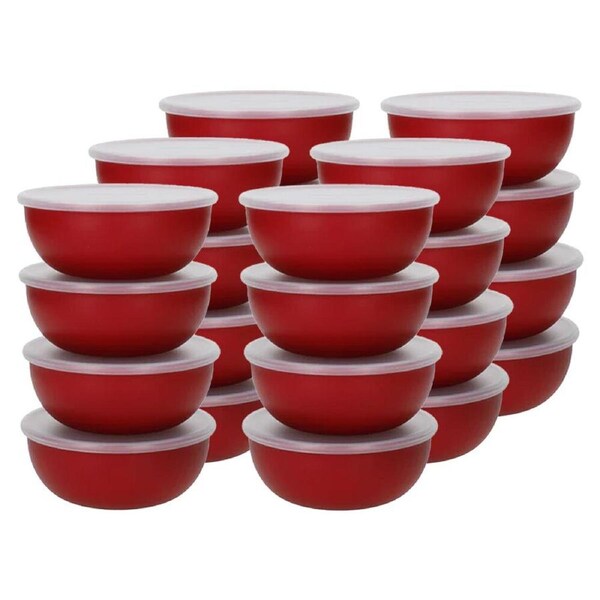 6x 4pc Kitchen Aid Pinch Food Storage Bowls With Lids 4oz Empire Red