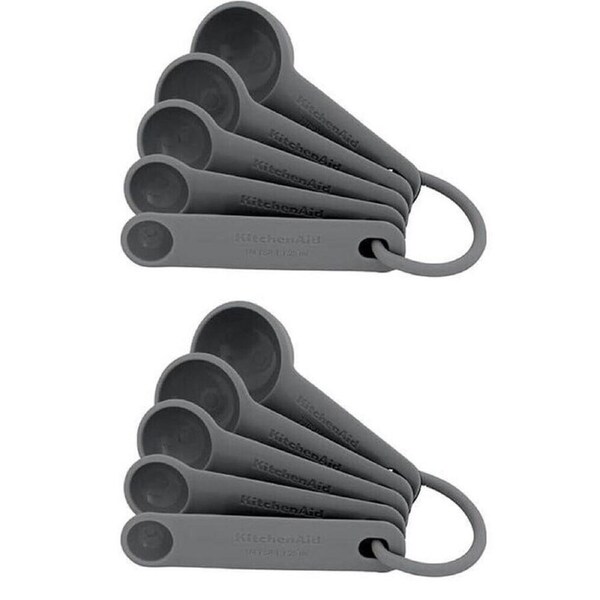 2x 5pc Kitchen Aid Measuring Spoons Cooking Utensil Charcoal Grey