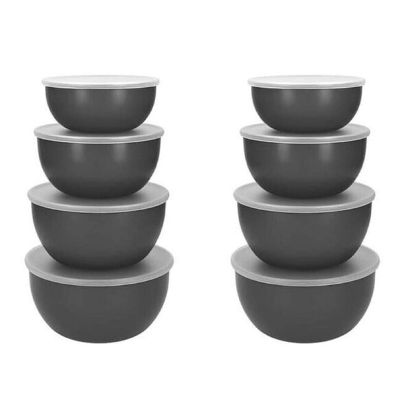 2x 4pc KitchenAid Meal Prep Storage Bowls With Lids Charcoal Grey