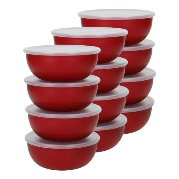 3x 4pc Kitchen Aid Pinch Food Storage Bowls With Lids 4oz Empire Red