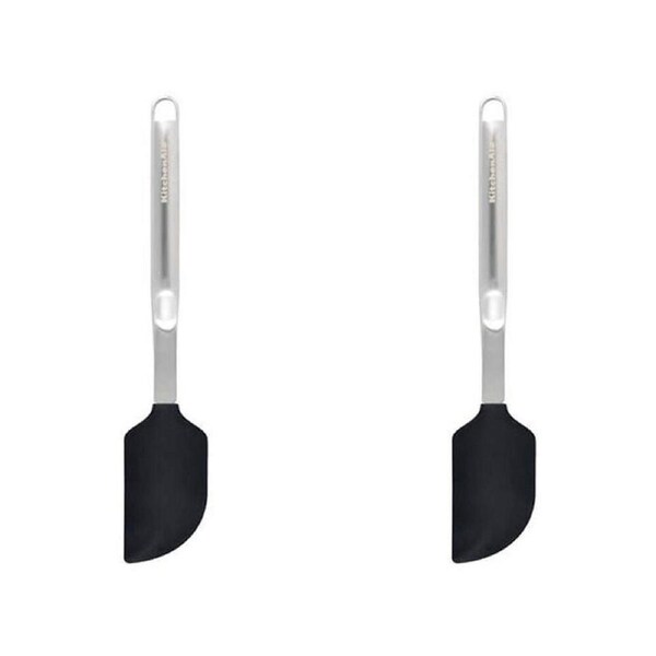 2PK KitchenAid Premium Flexible Stainless Steel Scrapper Spatula Utensil Black