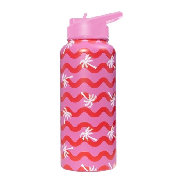 Splosh Summer Waves 950ml Insulated Double Walled Drink Bottle 9x25cm Pink