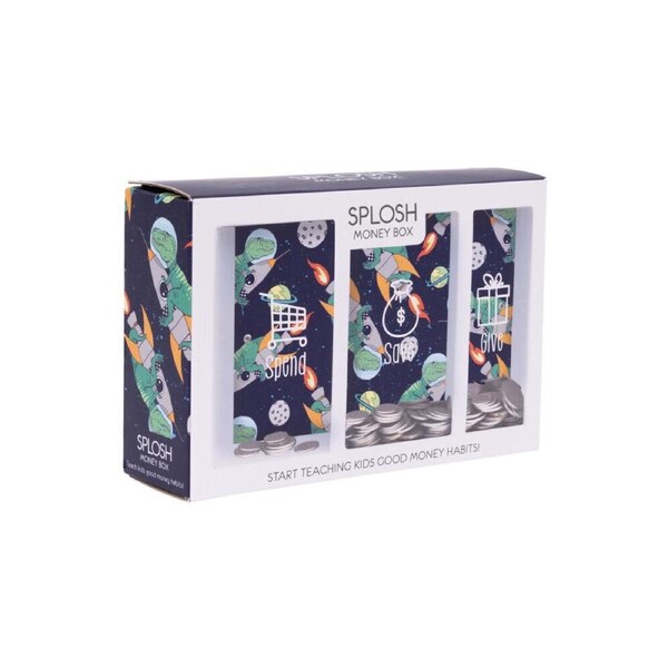 Splosh Kids Dino Spend Save Give Money Box Piggy Bank 20.5cm Rectangle