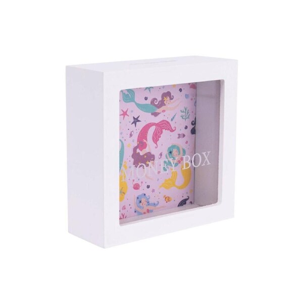 Splosh Kids Mermaid Clear Acrylic Money Box Coin Piggy Bank 13cm Square