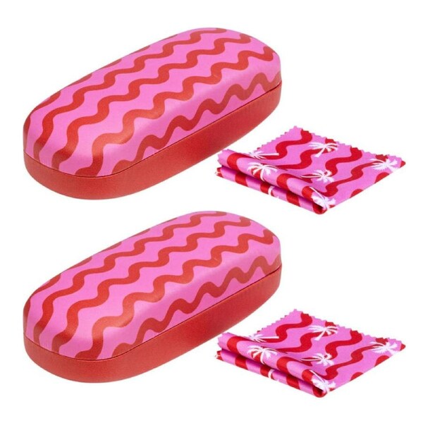 2PK Splosh Summer Waves Hard Shell Sunglass Case/Holder Storage 17x6cm Pink