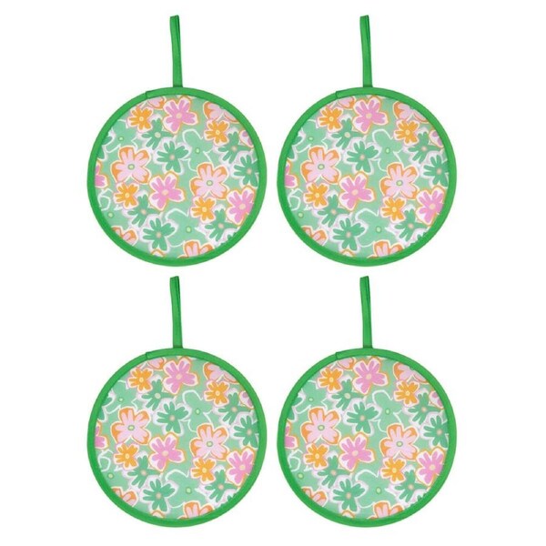 4PK Splosh Summer Pop Handheld Foldable Twist Fan 21cm Round Portable Green