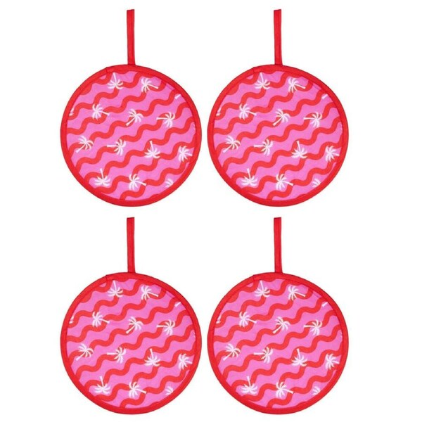 4PK Splosh Summer Waves Handheld Foldable Twist Fan 21cm Round Portable Pink