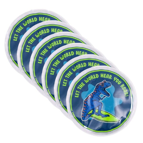 6PK Splosh Out & About Dino Reusable Ice Pack Round Gel-Filled 11x11cm Blue