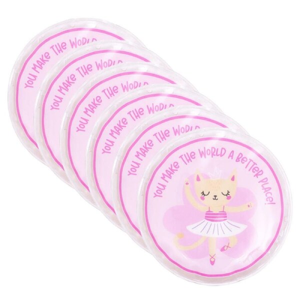 6PK Splosh Out & About Ballet Reusable Ice Pack Round Gel-Filled 11x11cm Pink