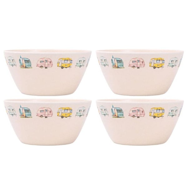 4PK Splosh Caravan Bamboo Melamine Soup Bowl 15cm Round Camping White
