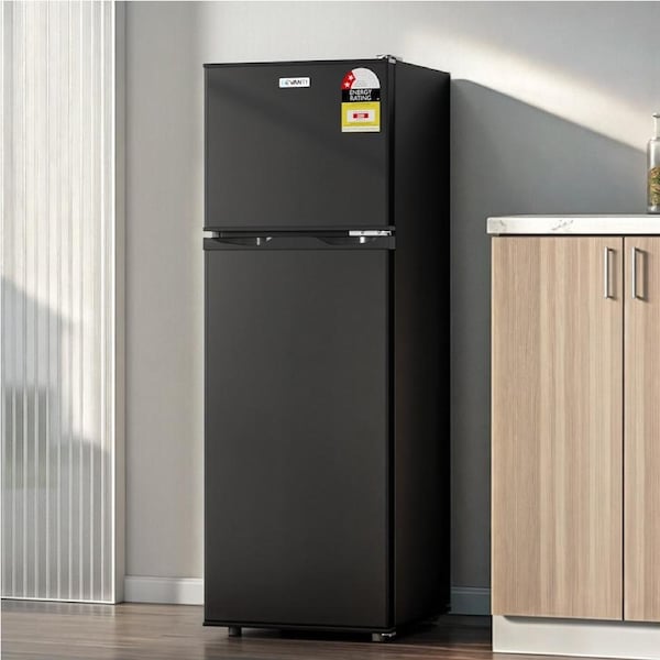 Devanti 122L Bar Fridge Two Door Mini Fridge with Freezer Black