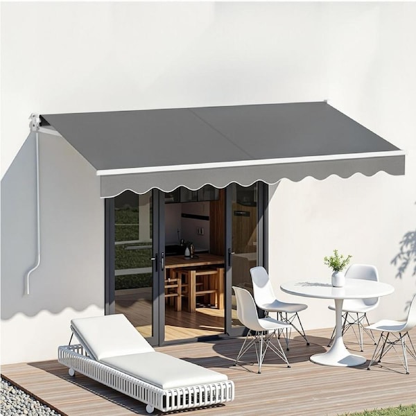 Instahut Retractable Folding Arm Awning Motorised Sunshade 3M X 2M Grey