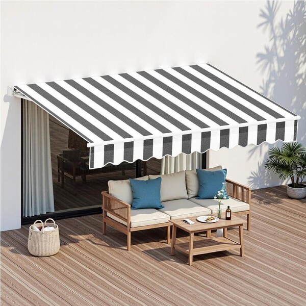 2.5Mx2M Motorised InstaHut Folding Arm Awning Retractable Sunshade Grey White