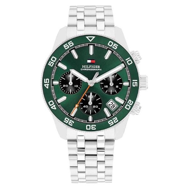 Tommy Hilfiger Stainless Steel Green Dial Chronograph Men's - 1792214