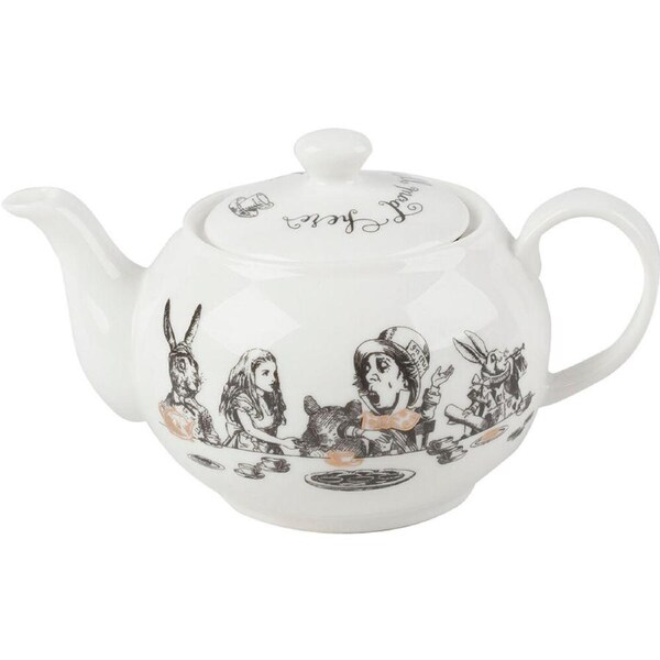 Mikasa x V & A Alice In Wonderland Mini Teapot Kettle 13.5x14.5x11cm White/Black