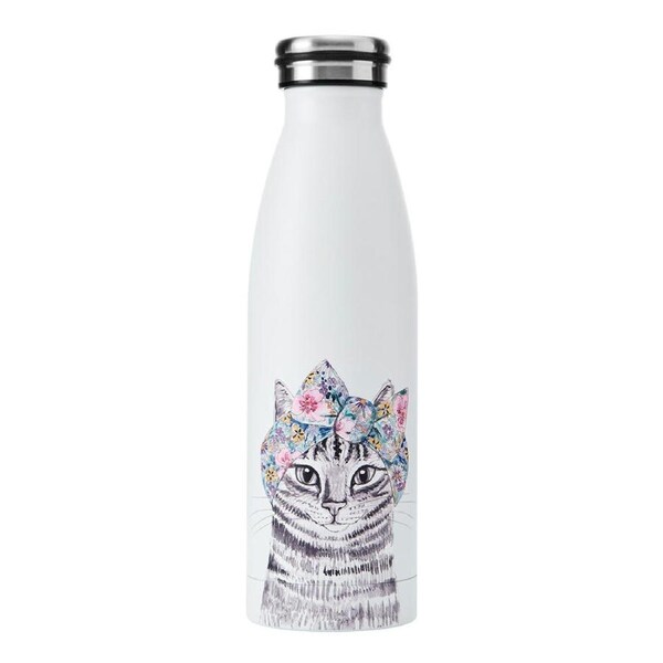 Mikasa x Tipperley Hill Cat Themed Sleeved Insulated Water Bottle 500mL