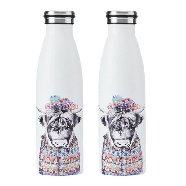 2PK Mikasa x Tipperley Hill Cow Themed Sleeved Insulated Water Bottle 500mL