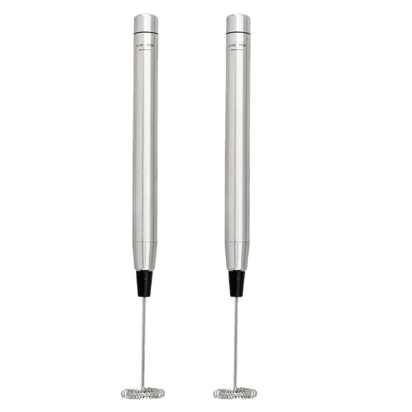 2PK La Cafetiere Portable Handheld Stainless Steel Drinks Milk Frother 2x1x10cm
