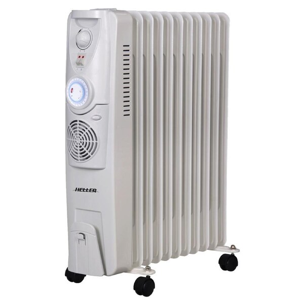 Heller Oil Heater 2400W 11 Fin With Fan 24 Hour Timer Thermostat Castors