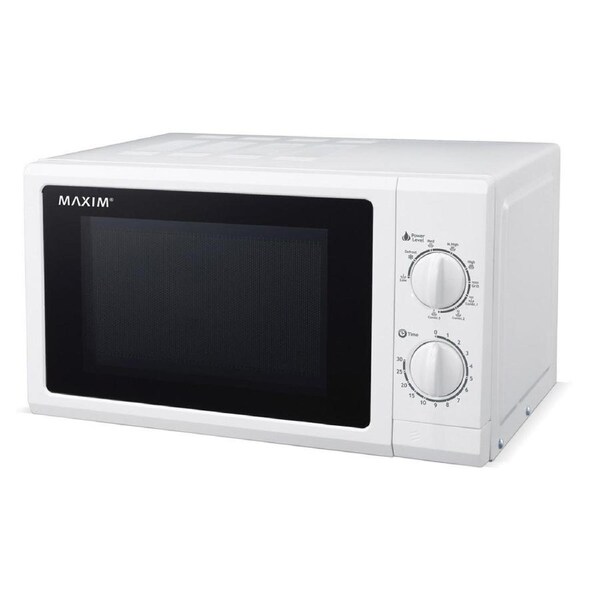 Maxim Microwave Oven 20L 700W Manual Countertop 6 Levels 30-Min Timer White
