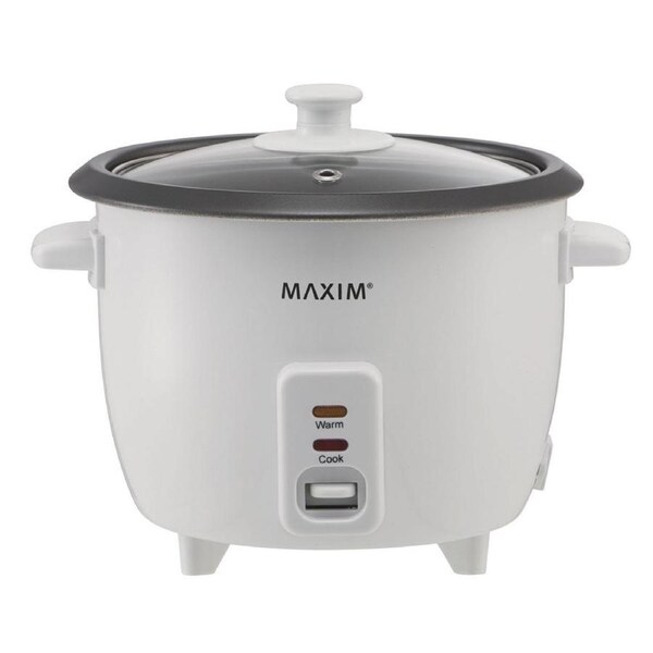 Maxim Rice Cooker 5 Cup 1 Litre Keep Warm Non-Stick Bowl Glass Lid With Steamer