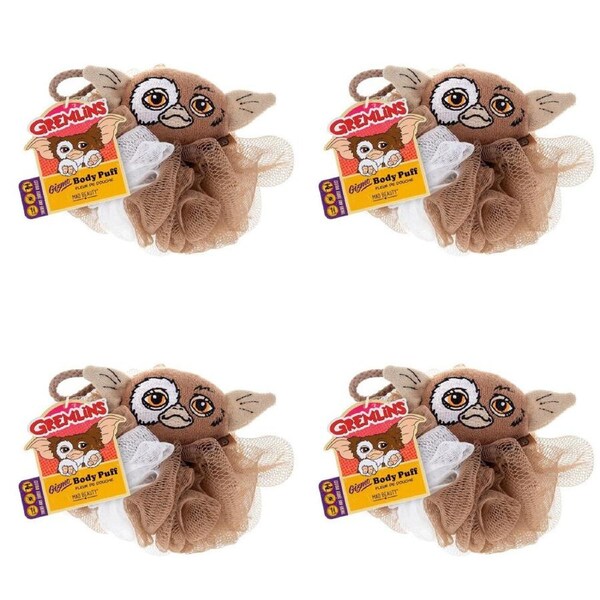 4PK Warner Bros Gremlins Mogwai Gizmo Shower Loofah Body Cleansing Puff Brown