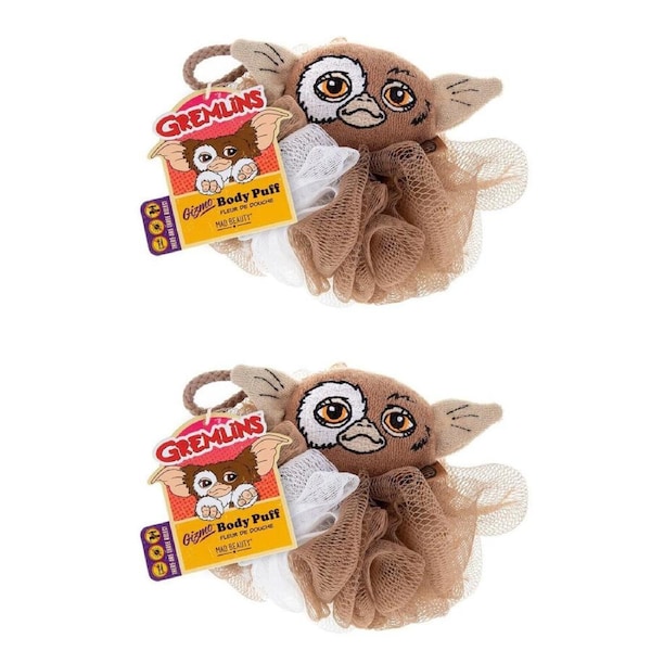 2PK Warner Bros Gremlins Mogwai Gizmo Shower Loofah Body Cleansing Puff Brown