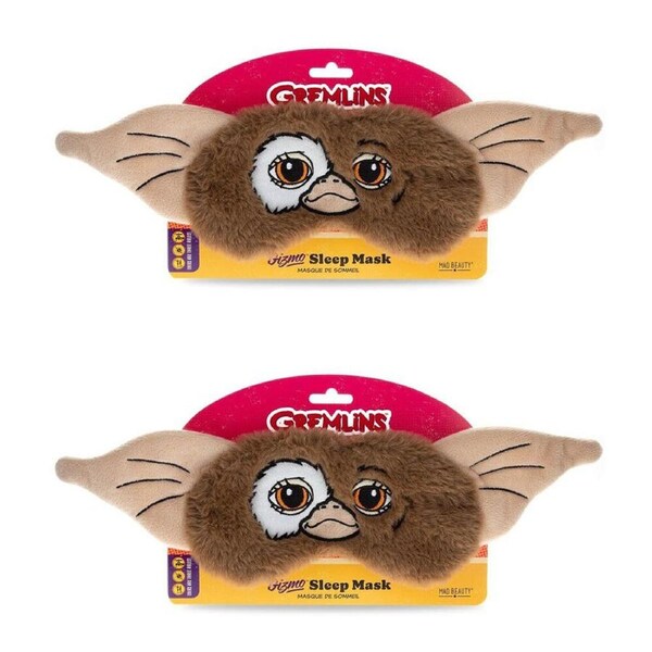 2PK Warner Bros Gremlins Mogwai Gizmo Soft Plush Sleep Face Mask Brown