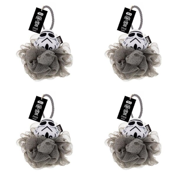 4PK Star Wars Dark Side Storm Trooper Shower Loofah Body Cleansing Puff Grey