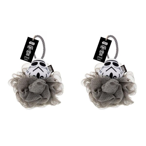 2PK Star Wars Dark Side Storm Trooper Shower Loofah Body Cleansing Puff Grey