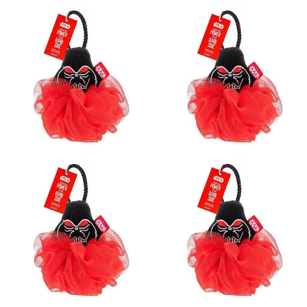4PK Star Wars Dark Side Darth Vader Shower Loofah Body Cleansing Puff Red