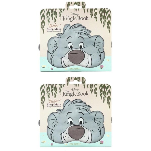 2PK Disney The Jungle Book Baloo Elasticated Bedtime Sleep Face Mask Grey