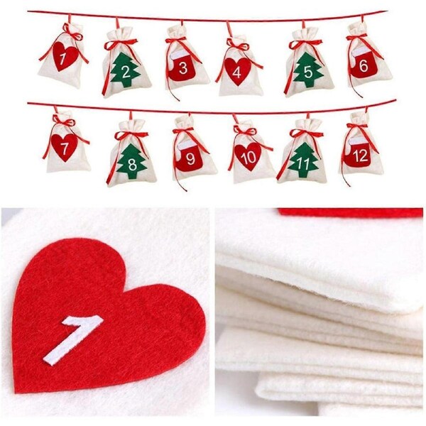 JOYBUY Advent Calendar Gift Bag Set – 24PCS Fleece Sheets for Quilts, Crafts, and Wearables