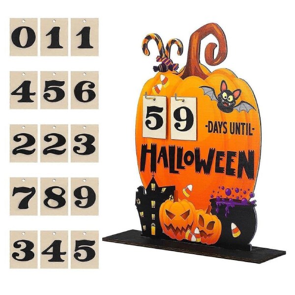 JOYBUY Halloween Wooden House Countdown Calendar – Desktop Decor Ornament for 2025