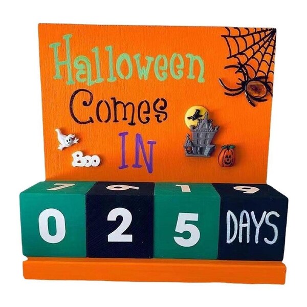 JOYBUY Wooden Halloween Countdown Calendar Block – Holiday Decor for Kids & Adults