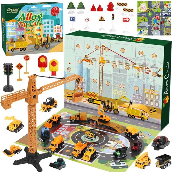 JOYBUY Kids’ 24 Cars Advent Calendar – Vehicle Toy Countdown Gift Box