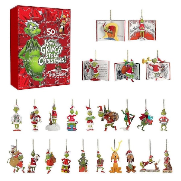 JOYBUY 2025 Grinch Green Monster Advent Calendar – 24-Day Halloween Countdown Blind Box