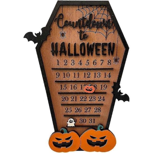 JOYBUY Wooden Coffin Halloween Countdown Advent Calendar – Gothic Holiday Decor