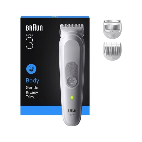Braun Series 3 Waterproof Body Groomer - SkinGuard Tech - Sensitive Comb & 80-Min Cordless Runtime