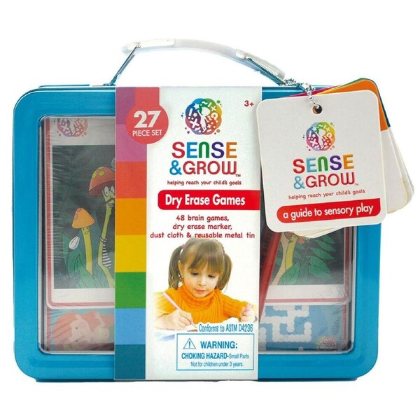 27pc Sense And Grow Dry Erase Games 48 Activities Case Marker Dust Cloth 3y+