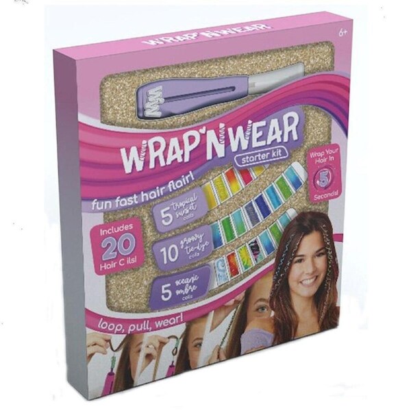20Pc Wrap N Wear Starter Kit Hair Coils Set w/Styling Tools for Kids 6y+