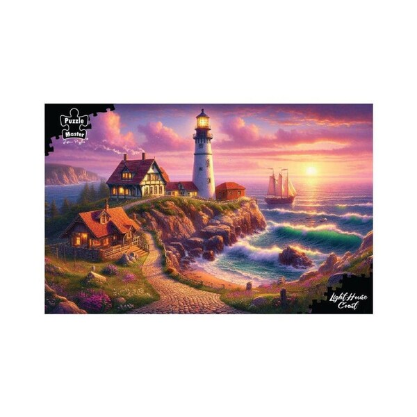 1000pc Puzzlemaster Jigsaw Puzzle Lighthouse Coast Coastal Sunset 12y+