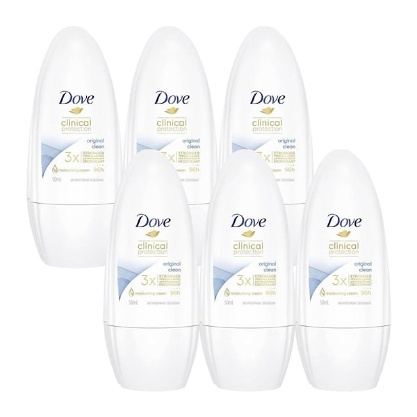 Dove Clinical Protect Roll-On Deodorant 50 mL – Pack of 6 (Original Clean)