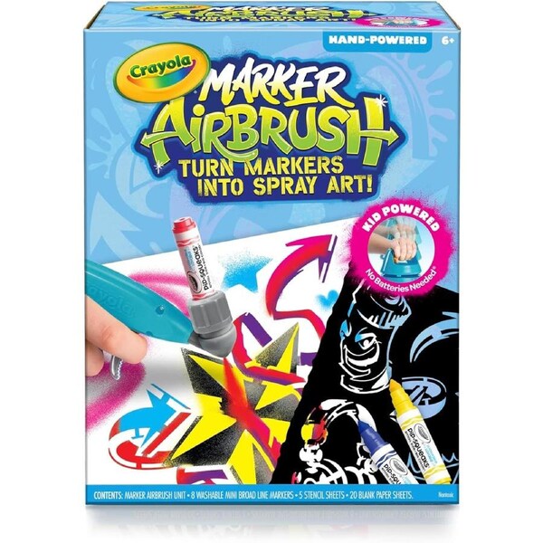 Crayola Marker Airbrush Kit Creative Art Set with Washable Markers Kids Toy Ages 6+