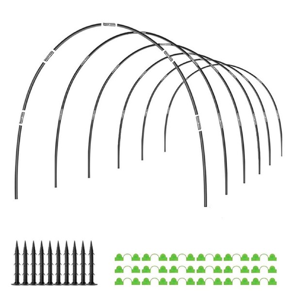 SpringUp Greenhouse Plant Hoop Grow Garden Tunnel Support Hoops for Garden Stakes(Green, Black, White) Black
