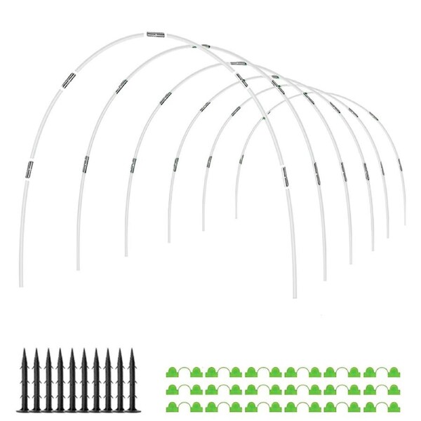 SpringUp Greenhouse Plant Hoop Grow Garden Tunnel Support Hoops for Garden Stakes(Green, Black, White) White